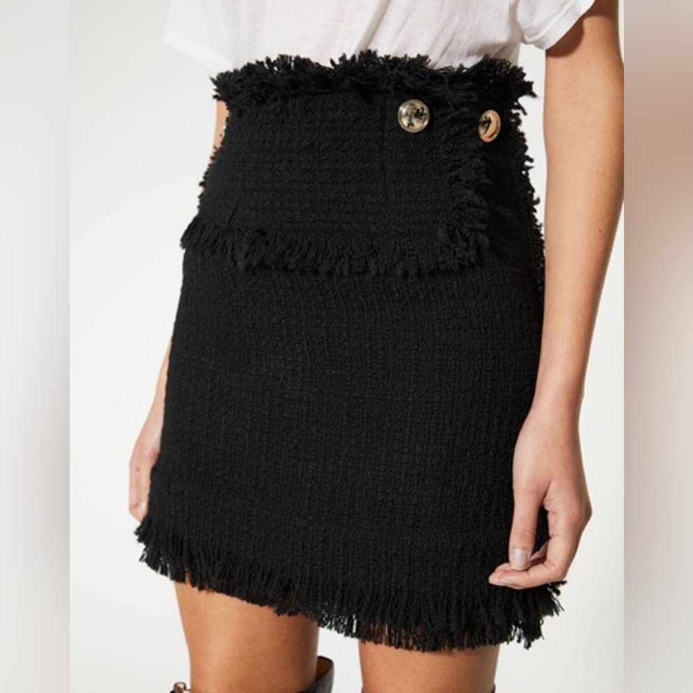 IRO Ario Tweed Skirt Black FR34 US2